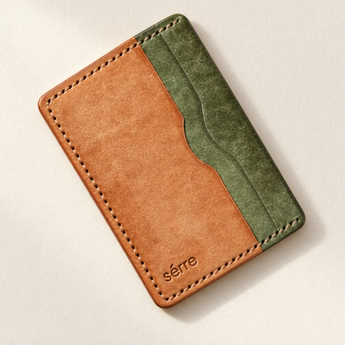 Serre Curved Tan and Olive Cardholder