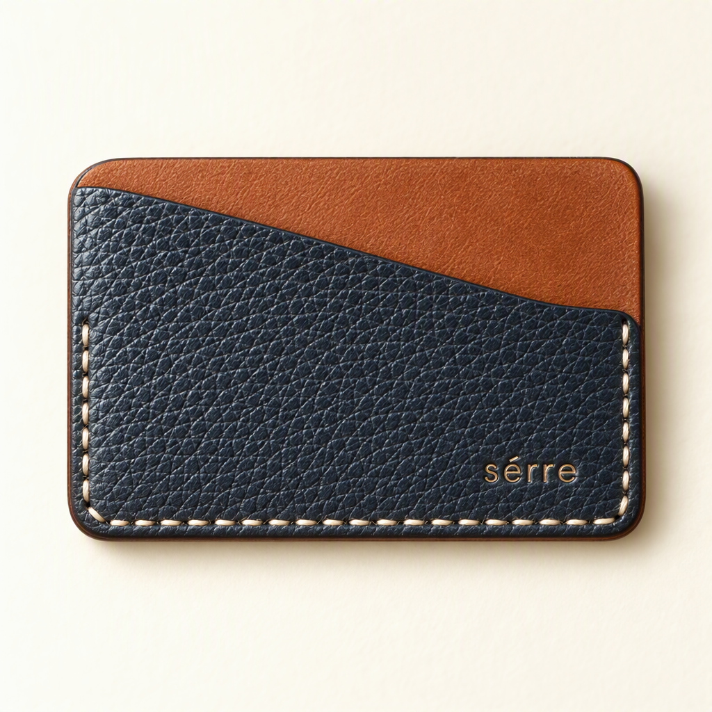 Serre Pebbled Navy Cardholder