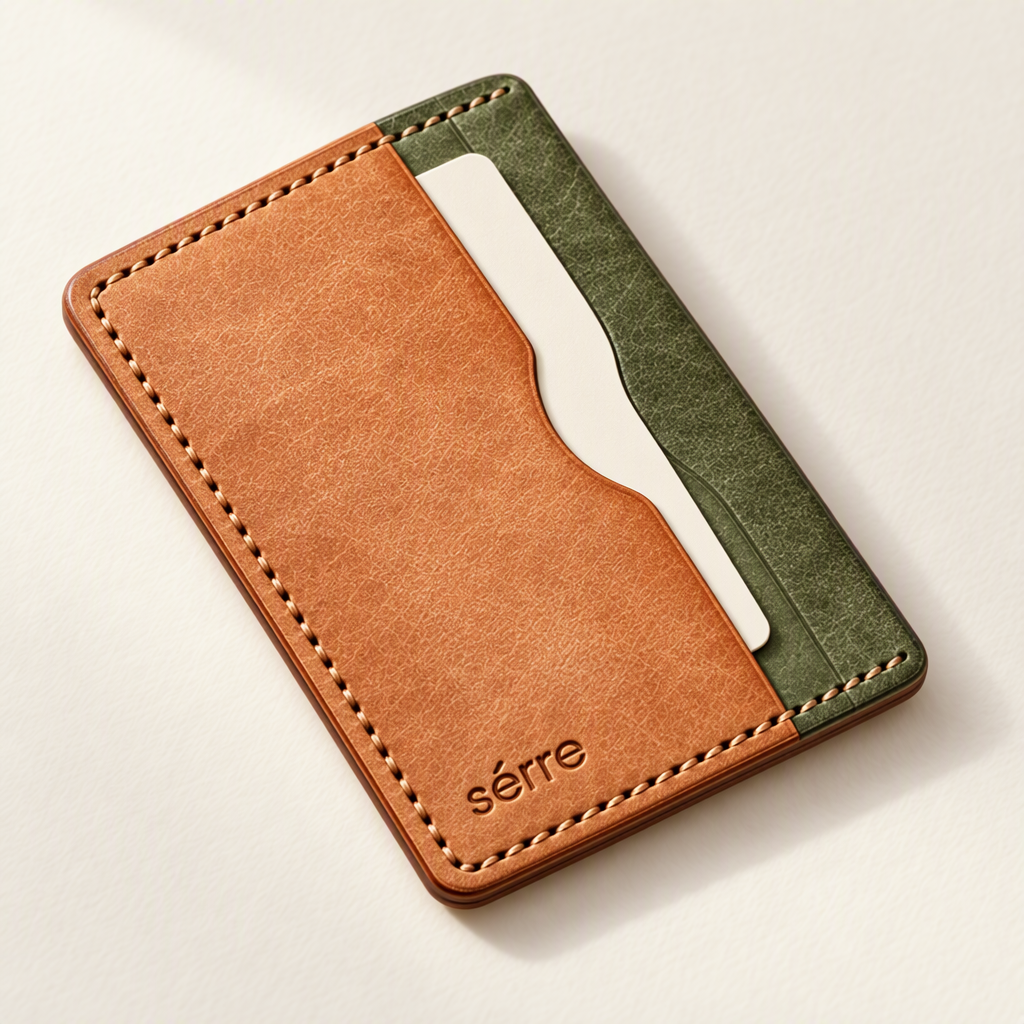 Serre Curved Tan and Olive Cardholder