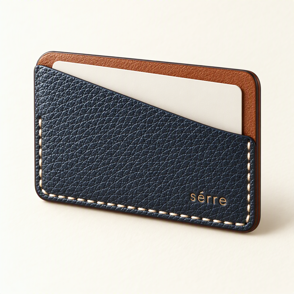 Serre Pebbled Navy Cardholder