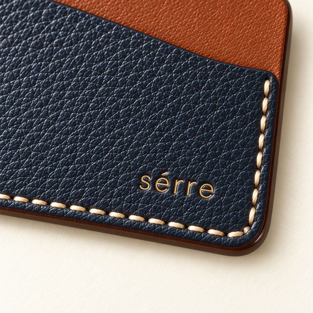 Serre Pebbled Navy Cardholder