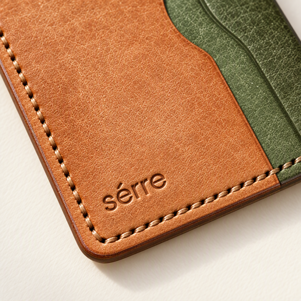 Serre Curved Tan and Olive Cardholder